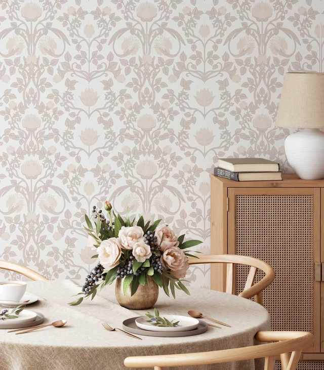 Alt view image 4 of 7 - 17.3" × 393.7" Pink Peel and Stick Wallpaper, Floral Wallpaper for Bedroom Bathroom Self Adhesive Removable