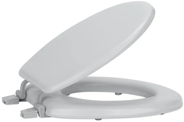 Main image of Soft Standard Vinyl Toilet Seat, Silver, 17 in Toilet-Seat Construction: Contoured Seat Profile and Durable Finish Create a Polished Fixture Update