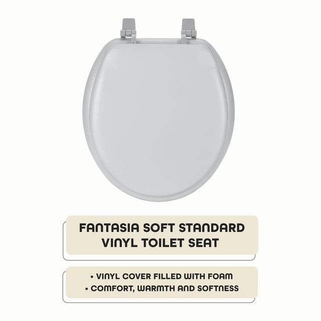 Alt view image 2 of 7 - Soft Standard Vinyl Toilet Seat, Silver, 17 in Toilet-Seat Construction: Contoured Seat Profile and Durable Finish Create a Polished Fixture Update