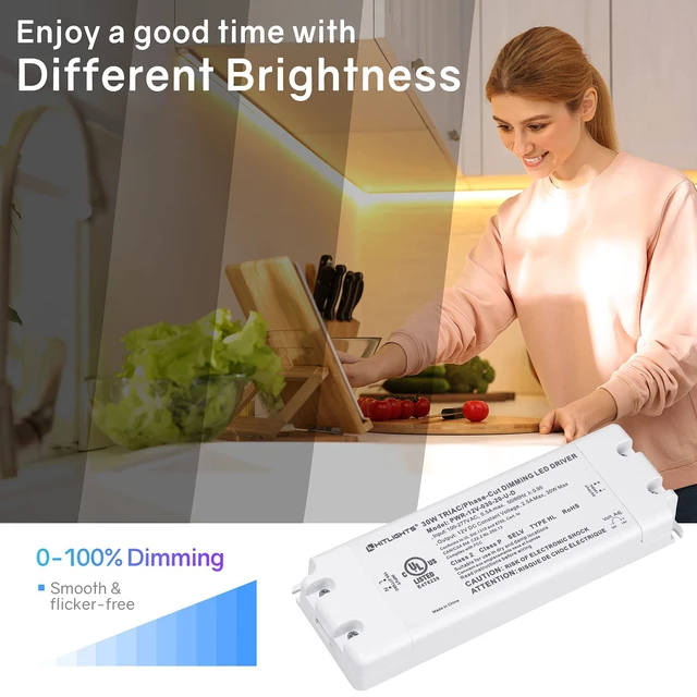Alt view image 3 of 6 - 30W Dimmable LED Driver, 120V AC to 12V DC Transformer, UL Listed TRIAC / Forward-Phase Dimming, For LED Strip Lights Signs, Compatible with Lutron Leviton Dimmer