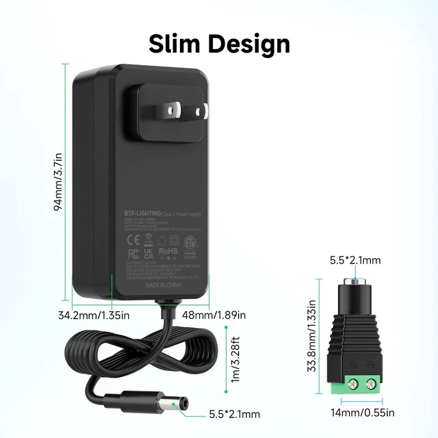 Alt view image 2 of 7 - DC5V 8A 40W LED Driver 2 Pack, Class 2 Transformer 100-240V AC to 5V DC 40W Converter, Over Voltage Protection, Short Circuit Protection