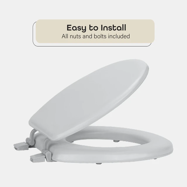 Alt view image 5 of 7 - Soft Standard Vinyl Toilet Seat, Silver, 17 in Toilet-Seat Construction: Contoured Seat Profile and Durable Finish Create a Polished Fixture Update