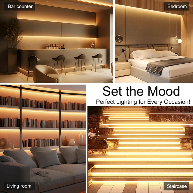 Alt view image 6 of 6 - COB LED Strip Light 24V, 16.4ft Warm LED Light Strip with Remote, High Density Flexible Warm Tape Lights, CRI90+ LED Lighting for Backlighting for TV, Bedroom, Cabinet, Indoor Decor