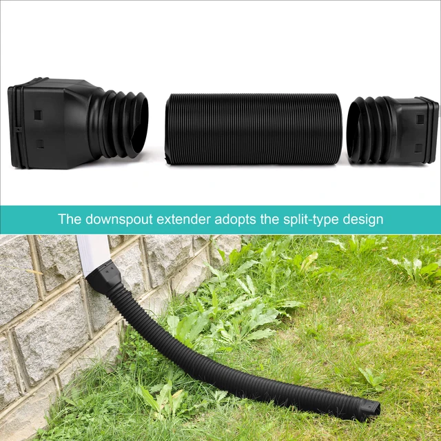 Alt view image 5 of 6 - 3 Pack Rain Gutter Downspout Extensions Flexible,Downspout Diverter Extendable From 21" To 58". Downspout Extender Is Suitable For Most Drain Pipe (Black)