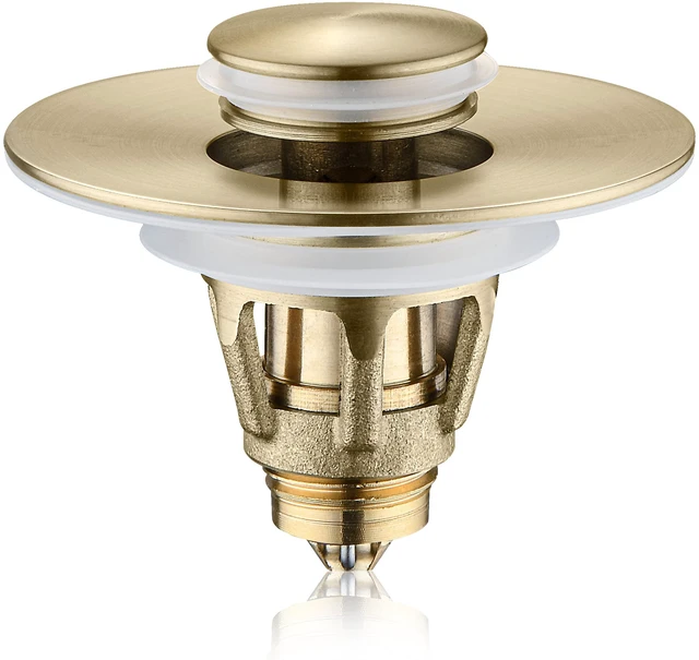Main image of Universal Bathroom Sink Stopper - Bounce Wash Basin Drain Filter, Stainless Steel Pop Up Drain Stopper, Bullet Core Push Type Sink Stopper, Sink Drain Plug with Anti-Clogging Strainer, Brushed Gold1
