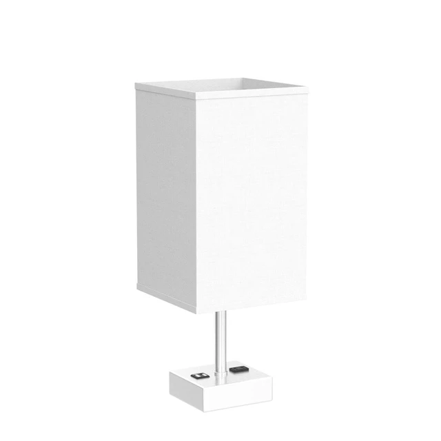 Alt view image 4 of 7 - Touch Control Bedside Lamp, 3 Way Dimmable Nightstand Lamp with 2 USB Ports & AC Outlet, Modern Style, White Fabric Shade
