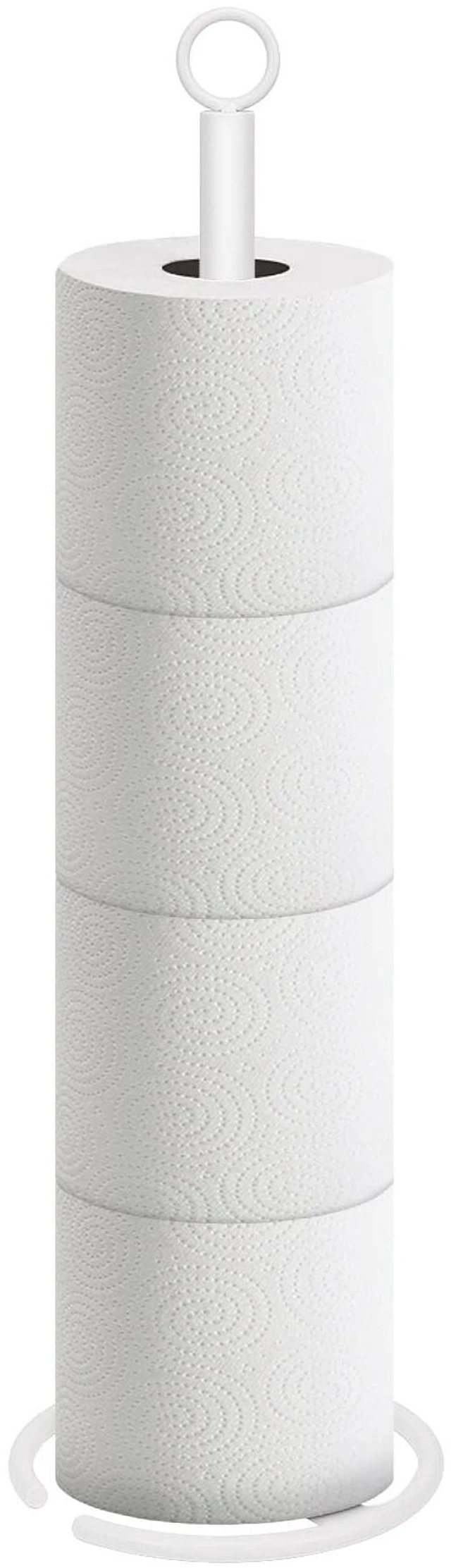 Main image of Bath Toilet Paper Holder Stand, Freestanding Tissue Paper Storage with Reserve, Space Toilet 4 Rolls Holder for Bathroom/Kitchen Countertop-All Metal (1 Pack, White)