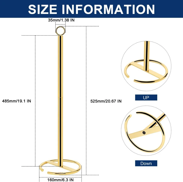 Alt view image 2 of 7 - Bath Toilet Paper Holder Stand, Freestanding Tissue Paper Storage with Reserve, Space Toilet 4 Rolls Holder for Bathroom/Kitchen Countertop-All Metal (1 Pack, Chrome Gold)