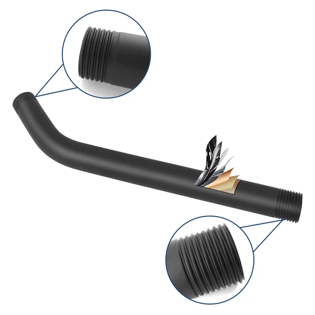 Alt view image 4 of 6 - Shower Arm with Flange, Made of 304 Stainless Steel Shower Extension Extender Pipe, Wall-Mounted for Fixed Bathroom Showerhead, Never Rust (12 Inch, Matte Black)