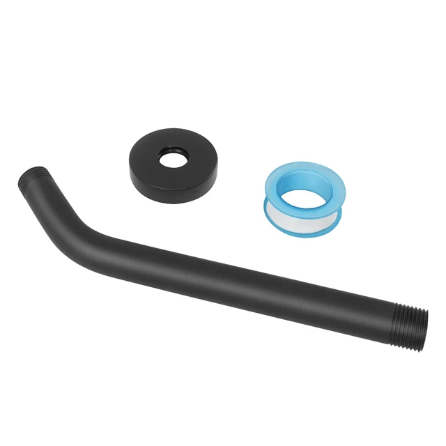 Alt view image 5 of 6 - Shower Arm with Flange, Made of 304 Stainless Steel Shower Extension Extender Pipe, Wall-Mounted for Fixed Bathroom Showerhead, Never Rust (12 Inch, Matte Black)