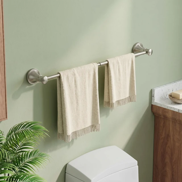 Alt view image 2 of 7 - Towel Racks for Bathroom Wall Mounted Bath Towel Bar Brushed Nickel Adjustable 16-26 In, Wall Mounted Towel Holder, Stainless Steel, Rustproof, Towel Bar Rod Hanger Hardware Accessories Hotel