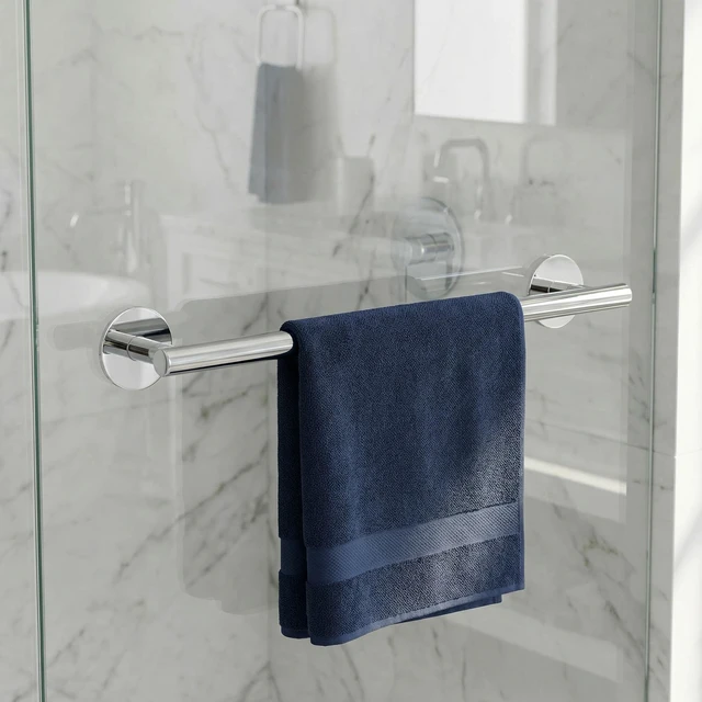 Alt view image 2 of 7 - Self Adhesive Towel Bar,16" Chrome No Drill Bathroom 304SS Heavy Duty Towel Rack