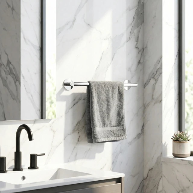 Alt view image 7 of 7 - Self Adhesive Towel Bar,16" Chrome No Drill Bathroom 304SS Heavy Duty Towel Rack