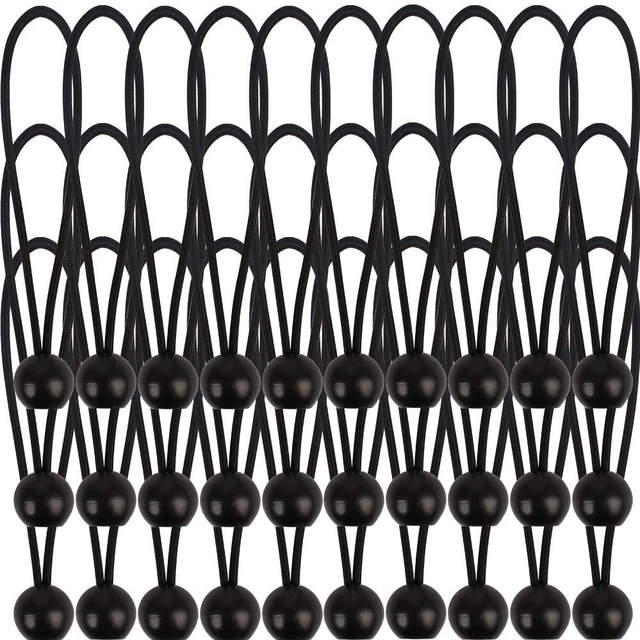 Main image of 30 Pack Bungee Balls 9Inches Black Ball Bungee Heavy Duty Heavyweight Tarp Bungee Cords, Weather Resistant Tie Down Strap 4mm Thickness - for Camping, Tents, Cargo, Holding Wire and Hoses