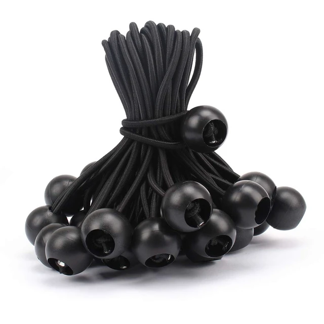Alt view image 2 of 7 - 30 Pack Bungee Balls 9Inches Black Ball Bungee Heavy Duty Heavyweight Tarp Bungee Cords, Weather Resistant Tie Down Strap 4mm Thickness - for Camping, Tents, Cargo, Holding Wire and Hoses