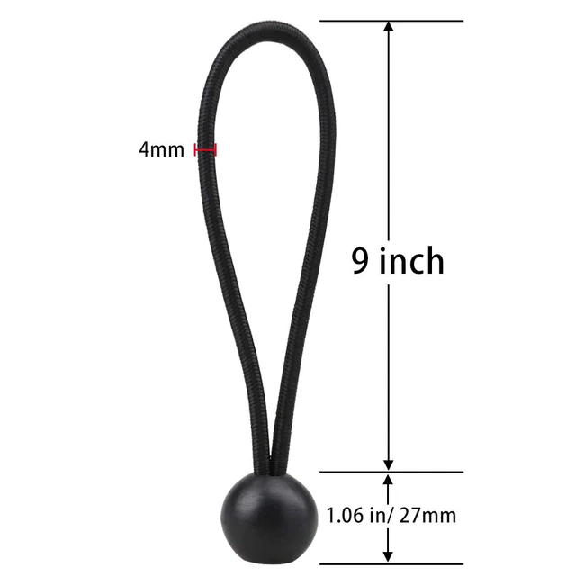 Alt view image 4 of 7 - 30 Pack Bungee Balls 9Inches Black Ball Bungee Heavy Duty Heavyweight Tarp Bungee Cords, Weather Resistant Tie Down Strap 4mm Thickness - for Camping, Tents, Cargo, Holding Wire and Hoses