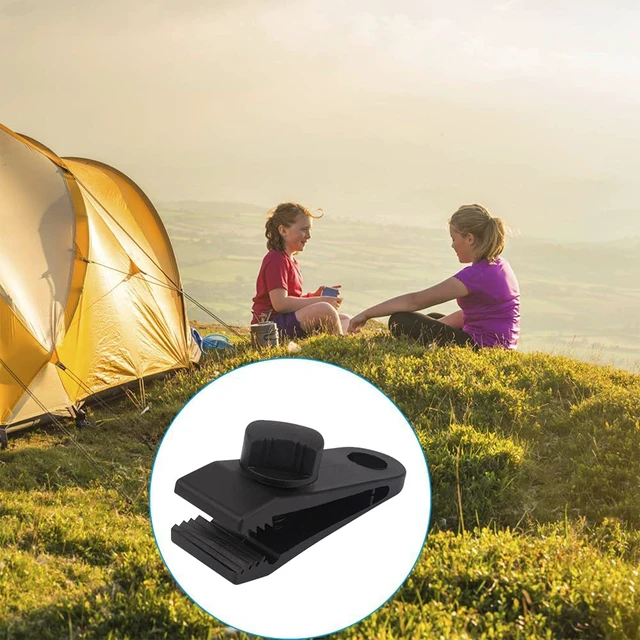 Alt view image 5 of 7 - 10 Sets of Bungee Balls and Tarp Clips Black 6 Inches Ball Bungee Cord Heavy Duty Lock Grip Clamps Shark Fasteners Holder for Camping Tents Cargo Pool Awning Car Cover Holding Wire Hoses