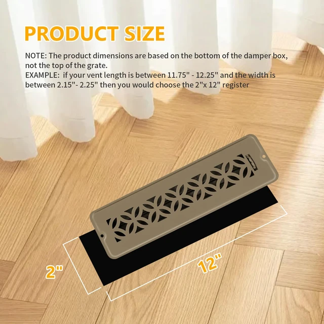 Alt view image 2 of 7 - 5 Pack Floor Vent Covers,Floor Register 2x12,Adjustable Decorative Vent Covers for Home Floor (2"X12"- 5pack)