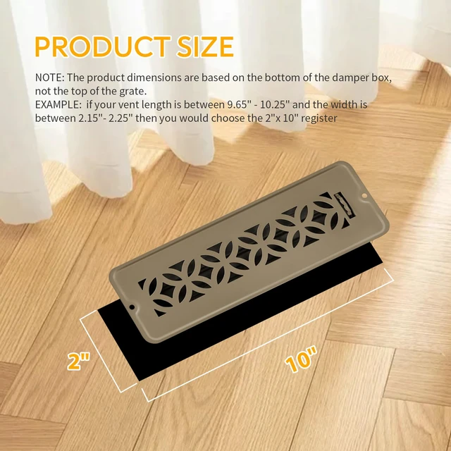 Alt view image 2 of 7 - 5 Pack Floor Vent Covers,Floor Register 2x10,Adjustable Decorative Vent Covers for Home Floor (2"X10"- 5pack)