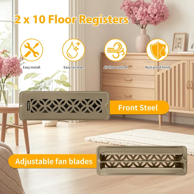 Alt view image 3 of 7 - 5 Pack Floor Vent Covers,Floor Register 2x10,Adjustable Decorative Vent Covers for Home Floor (2"X10"- 5pack)