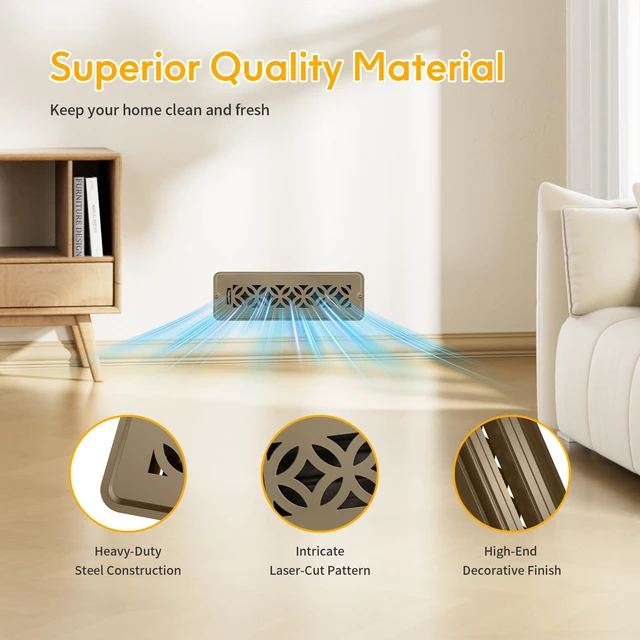 Alt view image 5 of 7 - 5 Pack Floor Vent Covers,Floor Register 2x10,Adjustable Decorative Vent Covers for Home Floor (2"X10"- 5pack)