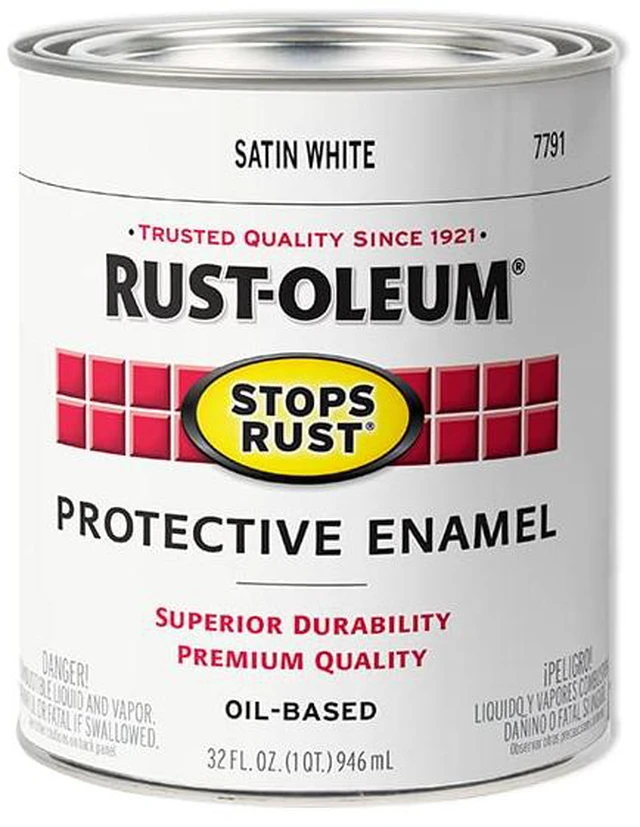 Alt view image 2 of 7 - Stops Rust Brush On Protective Enamel Paint, Satin White Rust and Corrosion Resistant, Indoor and Outdoor Durability, Beautiful Finish on Metal, Wood and More, Quart - House Paint