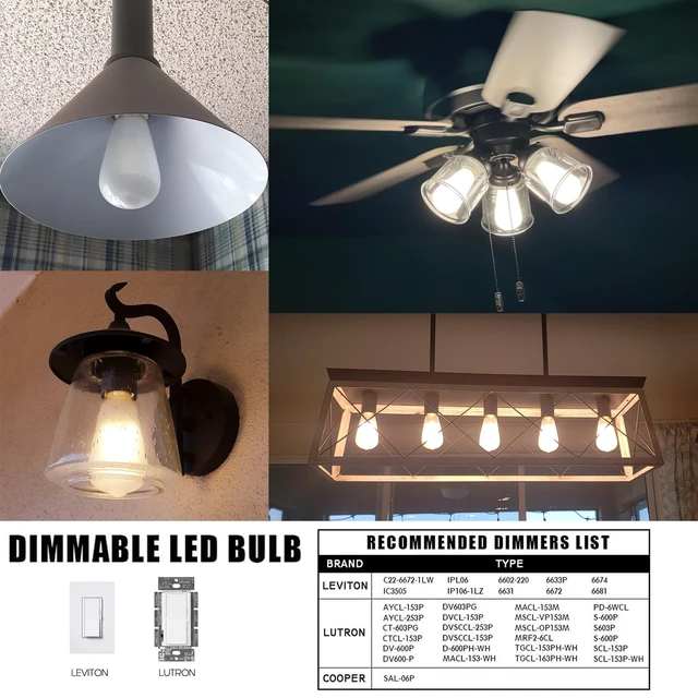Alt view image 5 of 7 - Frosted E26 Edison Bulbs 8W LED Bulb, Dimmable 3000K Soft White Light Bulb 8W Frosted Light Bulb Equal 75 watt Vintage Edison Bulb,ST58 Antique LED Filament Bulb with 90+ CRI,850LM,AC120V,6Pack