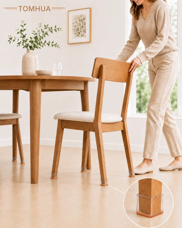 Alt view image 5 of 6 - Chair Leg Floor Protectors Caps Covers Furniture Pads 24Pcs Clear Silicone Felt Chair Sliders for Hardwood Floors Protect the Floor from Scratches Universal M