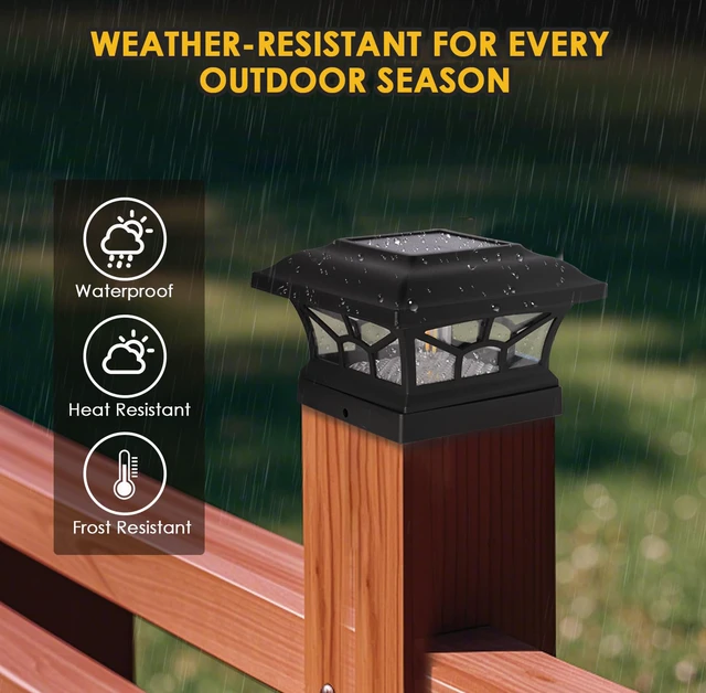 Alt view image 6 of 7 - 4 Pack Solar Post Cap Lights Outdoor Waterproof, Dual Light, Black Fits 4x4, 5x5, 6x6 Wooden & Vinyl Posts,Warm & Cool White Light Modes, Fence Deck Post Lights,Edison-style bulb