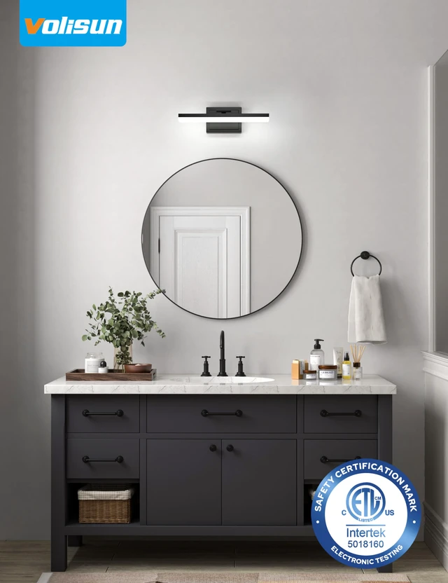 Alt view image 2 of 7 - Modern Bathroom Vanity Light 15.7 inch, 20W Dimmable 5CCT Led Bathroom Light Fixture Over Mirror, Black Bar Vanity Light for Bathrooms Mirror Cabinets Bedroom-ETL Certificated