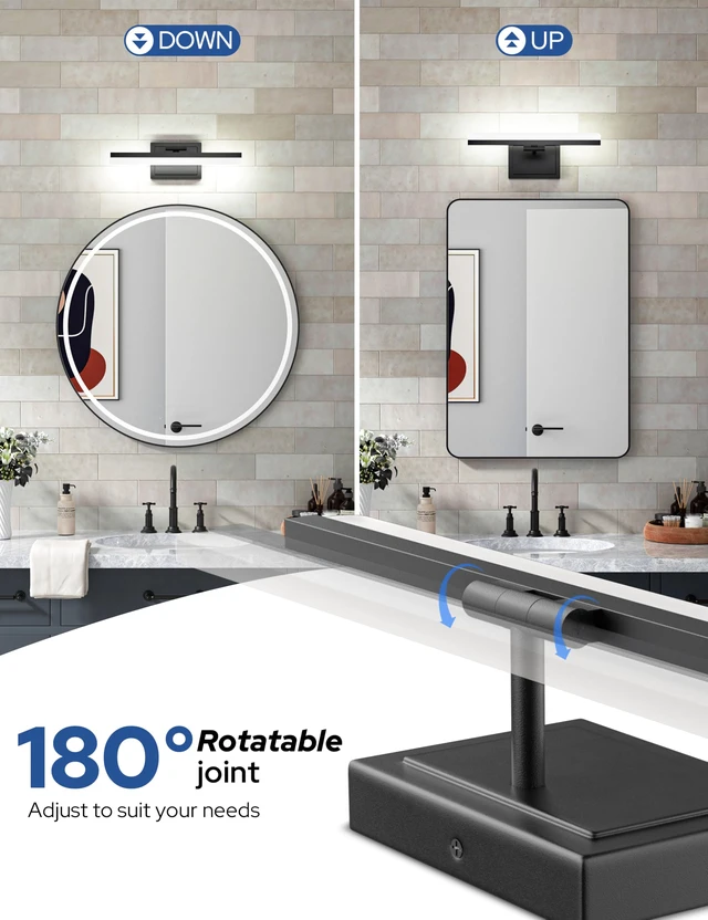 Alt view image 5 of 7 - Modern Bathroom Vanity Light 15.7 inch, 20W Dimmable 5CCT Led Bathroom Light Fixture Over Mirror, Black Bar Vanity Light for Bathrooms Mirror Cabinets Bedroom-ETL Certificated