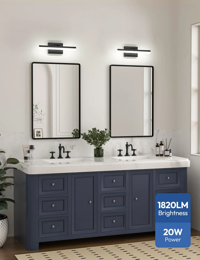 Alt view image 6 of 7 - Modern Bathroom Vanity Light 15.7 inch, 20W Dimmable 5CCT Led Bathroom Light Fixture Over Mirror, Black Bar Vanity Light for Bathrooms Mirror Cabinets Bedroom-ETL Certificated