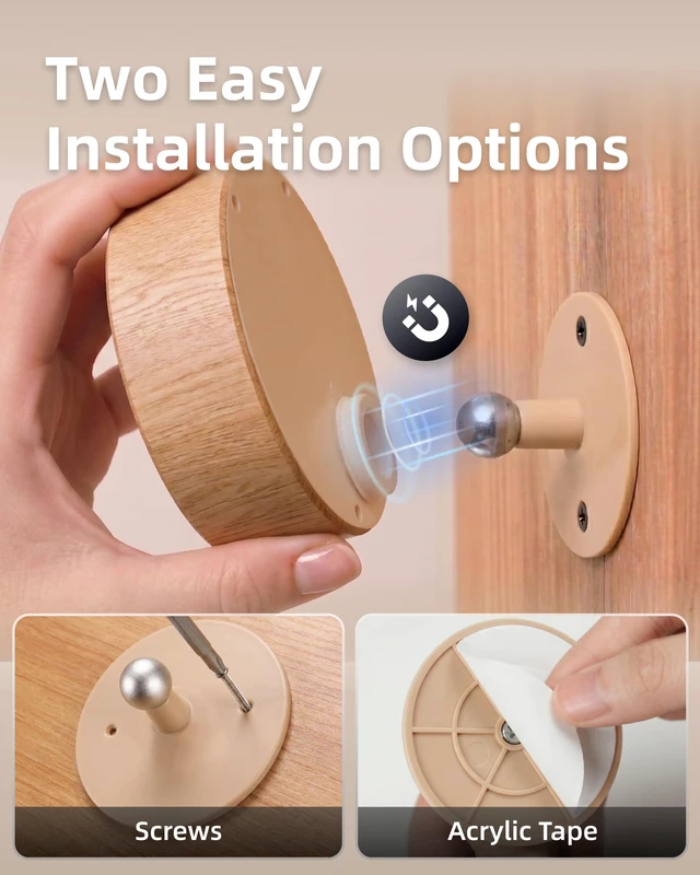 Alt view image 4 of 7 - LED Wall Mounted Light, 3000mAh Rechargeable Cordless Wall Sconce, Dimmable with Remote & Touch Control, 3 Color Temps, 360° Rotatable for Bedroom, Living Room, Apartment, Renters (Wood, 2Pack)
