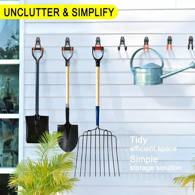 Alt view image 5 of 7 - 10 Pack Garage Hooks Heavy Duty Storage Organizer Wall Mount Power and Garden Tool Hangers, for Hanging Ladders, Ropes, Hose, Bulk Items
