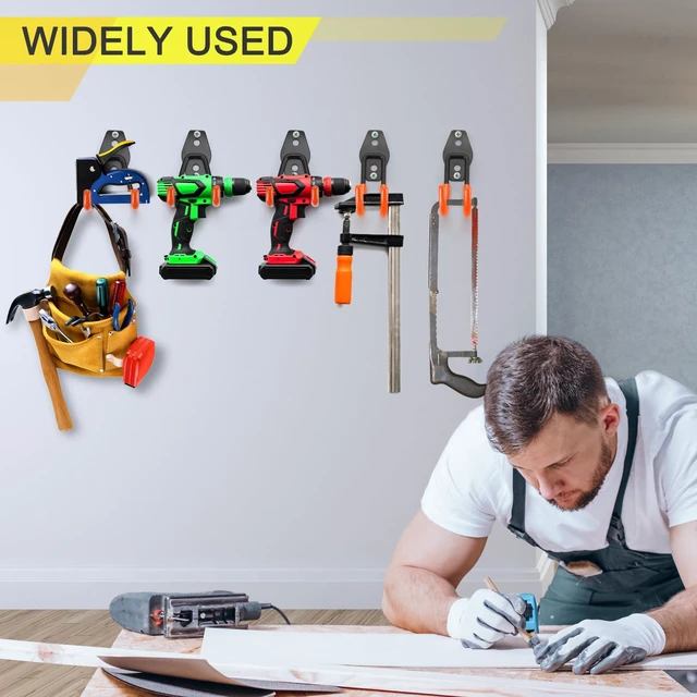 Alt view image 6 of 7 - 10 Pack Garage Hooks Heavy Duty Storage Organizer Wall Mount Power and Garden Tool Hangers, for Hanging Ladders, Ropes, Hose, Bulk Items