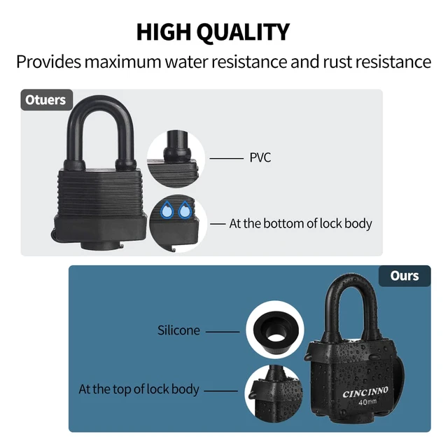 Alt view image 4 of 6 - 40mm Padlock with Key,Weatherproof Laminated Steel Locks with Keys,Heavy Duty Keyed Alike Padlocks for Outdoor Use,12 Pack