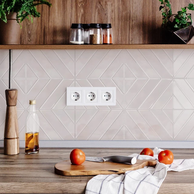 Alt view image 4 of 7 - Herringbone Peel and Stick Backsplash, Smoky Pink, 10 Sheets 12.6 x 9.7 in, Thicker Rectangular Vinyl Stick-On Wall Tiles, Easy Alignment, Waterproof, Easy to Clean, Kitchen/Bathroom