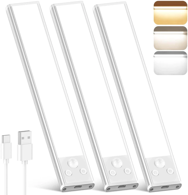 Main image of Motion Sensor Under Cabinet Lights, 2500mAh 12inch Battery Operated Wireless Under Counter Lights Indoor, Magnetic 108-LED Dimmable Closet Lights for Kitchen with 3 Color Temperature, 3 Packs
