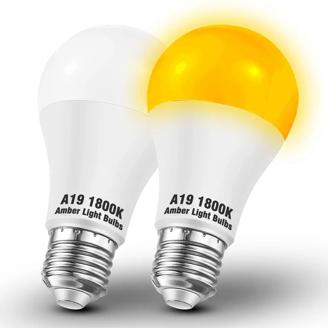 Main image of A19 Amber Light Bulbs 1800K,9W Warm Light Bulb 800Lm, Blue Light Blocking Orange Yellow Light Bulb 60 Watt Equivalent, E26 Base for Healthy Sleep, Bedroom, Porch, Patio Lighting, Non-Dimmable, 2 Pack