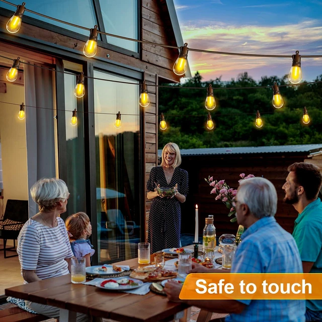Alt view image 6 of 6 - Outdoor String Lights Patio LED - Light Outside Waterproof S14 Porch Lighting Edison Plastic Bulb Pergola Hanging Balcony Connectable Backyard Yard Gazebo Party Garden Bistro 20M 65FT