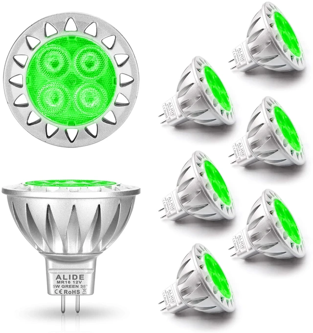 Main image of MR16 GU5.3 Green Led Bulb 5W 12V Low Voltage for Christmas Landscape Replace 20W 35W 50W Halogen, Led Green Bulb for Halloween Outdoor Landscape Yard Tree Lighting,Not Dimmable,38 Deg,6 Pack