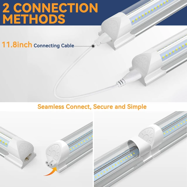 Alt view image 3 of 7 - 1.5FT LED Shop Light, 20W Under Cabinet Lighting 6000K, V-Shape 18" T8 Tube Fixtures, Linkable Under Counter Lights for Kitchen, Workbench, Workshop, Plug and Play, ETL Listed, 2 Pack