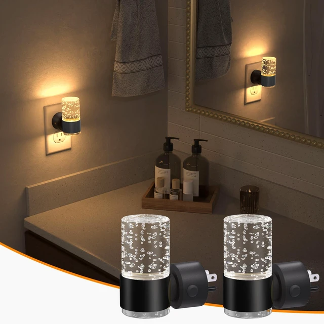 Main image of Night Light Plug into Wall, Dimmable Nights Lights with 3 CCT & 5 Brightness Levels, Slim Acrylic Plug in Night Light, Auto Dusk to Dawn Sensor for Stairs, Hallway, Bathroom(2 Pack, Black)