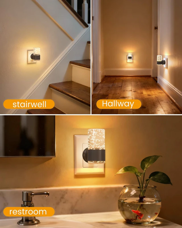 Alt view image 2 of 6 - Night Light Plug into Wall, Dimmable Nights Lights with 3 CCT & 5 Brightness Levels, Slim Acrylic Plug in Night Light, Auto Dusk to Dawn Sensor for Stairs, Hallway, Bathroom(2 Pack, Black)