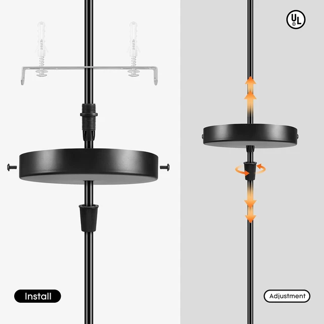 Alt view image 4 of 5 - Black Pendant Light Kit, Vintage Hanging Light Kit, Hardwired Lamp Kit E26 E27 Ceiling Pendant Light Fixture, Adjustable Lamp Socket Pendant Light Wiring Kit Ceiling Light Kit, No Bulb