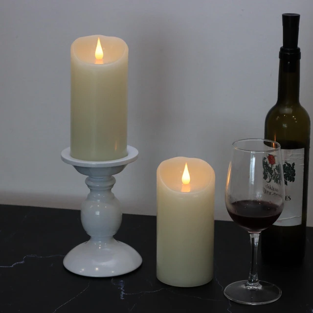 Alt view image 7 of 7 - Flameless Candles Flickering 3D Moving Flame, Last 1000+ Hours Battery Operated Candles with Timer, Ivory Real Wax Electric LED Pillar Candles for Home Wedding Decoration | 3" x 6"