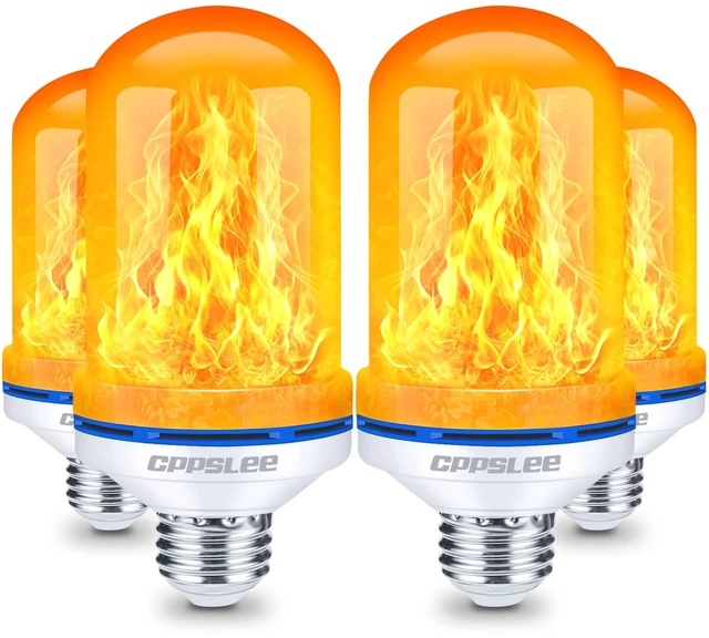 Main image of Upgraded Flame Light Bulbs, 4 Modes Flickering Light Bulbs, E26 Base Fire Flame Bulb for Halloween Decorations Outdoor, Christmas Lights Patio Indoor Home Decor (Yellow, 4 Pack)