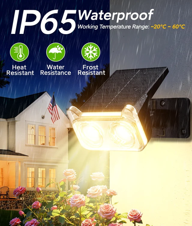 Alt view image 5 of 7 - Solar Lights Outdoor Waterproof IP65, 4 Pack Solar Spot Lights Outdoor with 14 Big LEDs, 2-in-1 Wall Lights & 2 Modes Solar Landscape Spotlights for Pathway Yard Decor Garden Gifts (Warm White)
