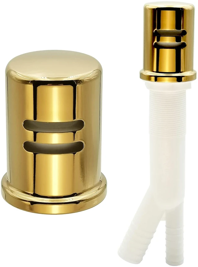 Main image of Dishwasher Air Gap Kits with Dishwasher Air Gap Cover and Matching Escutcheon, Replacement air gap dishwasher,Solid Brass Air Gap Cap, Polished Brass Finish