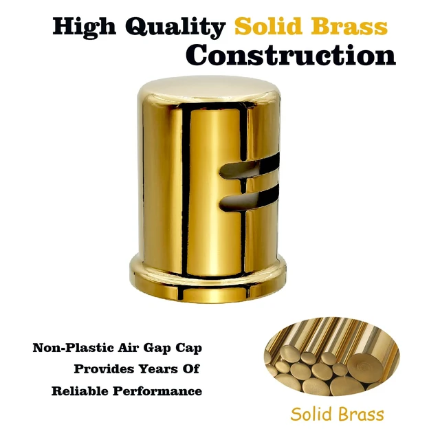 Alt view image 3 of 7 - Dishwasher Air Gap Kits with Dishwasher Air Gap Cover and Matching Escutcheon, Replacement air gap dishwasher,Solid Brass Air Gap Cap, Polished Brass Finish